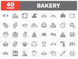 © moreicon - Set of 40 line icons bakery. Outline icon collection. Editable stroke. Vector illustration.
