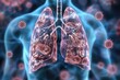 © Vibu design  gallery - Lung with virus  rsv infection  long covid  world tuberculois day  air pollution and cancer concept