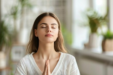 Wall Mural - Women practice yoga and meditation for wellness and balance.