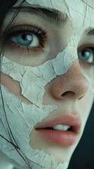 Canvas Print - Close-up Portrait of a Woman with a Textured Face