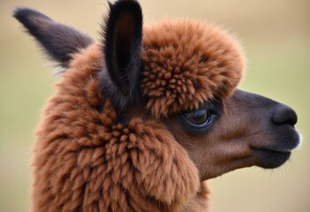close-up detail of the brown fur of a llama