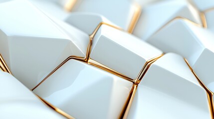 Poster - With Stock technology, white decoration meets organic Voronoi geometric art, perfect for contemporary aesthetics.