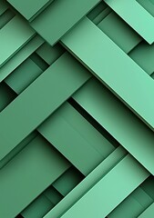 Poster - Green geometric shapes on a blank background.