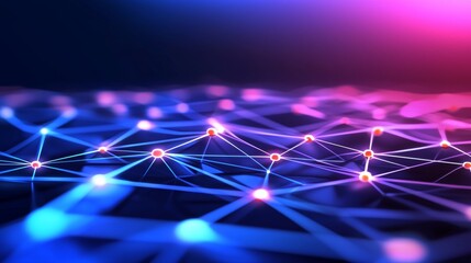 Poster - A digital graphic abstract background for technological processes, neural networks, digital data storage, particle flow, fundamentals of the stock technology network, a banner with stock ticker.