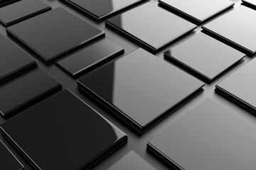 Poster - A dark carbon grey abstract geometric background with soar rectangle surfaces with corners, stripes, and lines, in an elegant, simple, and minimal style, from above.