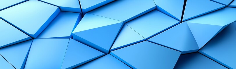 Poster - Rendering of a crystal background, macro panorama, wide panoramic polygonal wallpaper, abstract blue crystal background, faceted texture