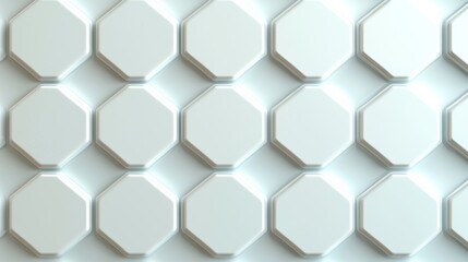 Poster - An abstract white background with techie hexagons and triangles, rendered in 3D, illustrated in 3D