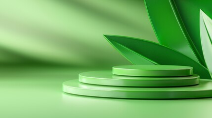 Poster - This modern contemporary background features a geometric diamond and triangle pattern in green and white colors. It combines elegant textured shapes with angles in modern contemporary style.