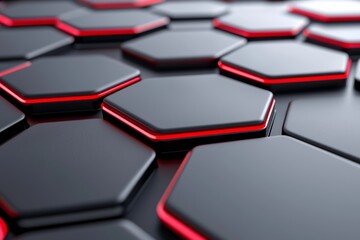 Wall Mural - Black and red geometric hexagonal abstract background. Pattern for wallpaper texture.