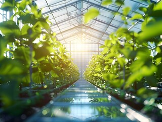 futuristic greenhouse harnessing plant photosynthesis for renewable energy production