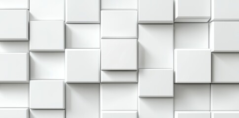 Poster - 3D render illustration of abstract white cube geometric shape wallpaper