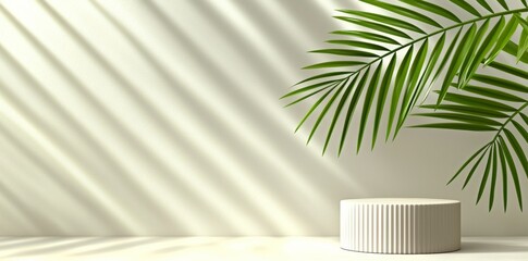 Poster - this is an abstract geometric podium backdrop in brown for product presentation. this is a rendering