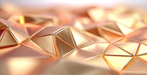 Poster - surface gold crystal geometric triangle and polygonal shapes template for abstract 3d rendering