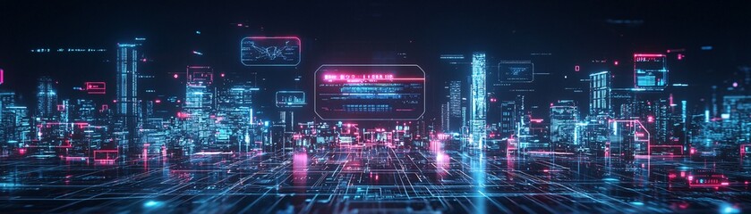 Poster - 24. AI metropolis, digital control, futuristic design, holographic technology