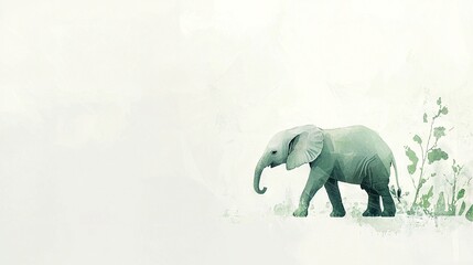 Sticker -   An elephant in a field surrounded by tall grass and a white sky