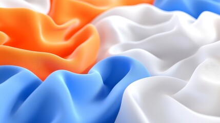 Poster - Abstract background with blue and orange colors and flat geometric shapes. For web banners and digital graphics. High quality 4K wallpaper. 3D render.