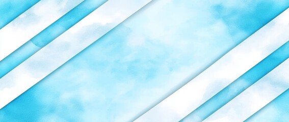 Poster - In an elegant design with an abstract light blue and white background, a geometric modern art pattern on the border, watercolor and grunge textures, and triangle shapes layered, a geometric pattern