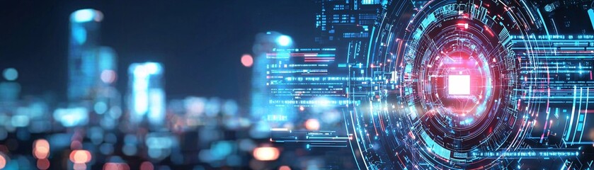 Aufkleber - 1. futuristic cityscape, ai governance, digital control, holographic interfaces