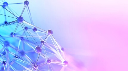 Poster - this abstract illustration features connected lines and dots, wave flow, digital neural networks. a 