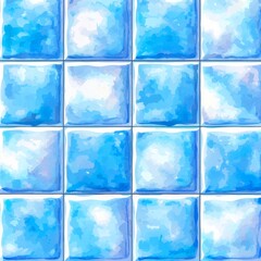 A seamless geometric watercolor pattern. An abstract blue and white drawing on paper with paints. A houndstooth pattern.