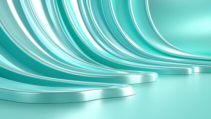 Poster - The background is an abstract teal blue color with a wavy surface and generative AI