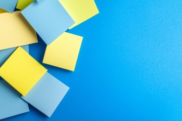 Poster - This vintage abstract cardboard background has a texture of craft white paper with a yellow and navy blue border.
