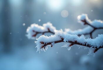 Aufkleber - Extreme macro photography of a branch covered in frost and snow