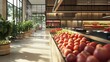 © Morng - Modern grocery store interior featuring fresh produce and vegetables bathed in sunlight, providing a welcoming shopping experience.