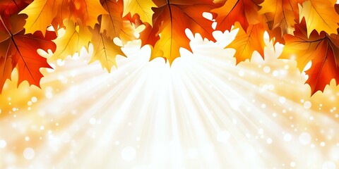 Sticker - Autumn leaves frame a bright, glowing background.