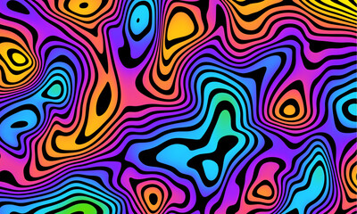 Poster - Grioovy psychedelic wave background for banner design. Retro 60s 70s psychedelic pattern. Modern wave retro abstract design. Rainbow 60s, 70s