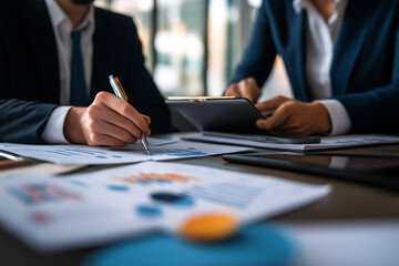 business professionals working on a project as a team in the office for work