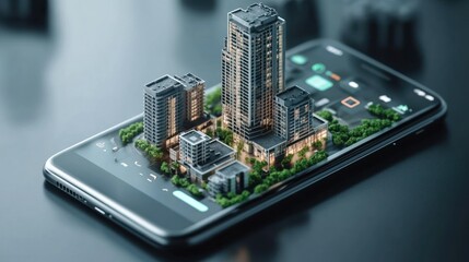 Poster - A Miniature Cityscape on a Modern Smartphone