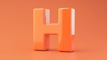 Leinwandbilder - Letter H font orange frame uppercase for children toy learning on solid background
