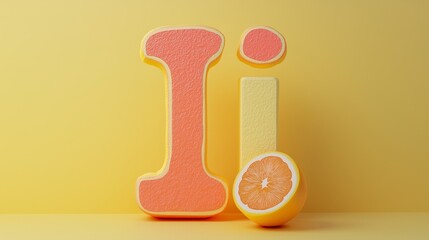 Leinwandbilder - Letter I font orange frame uppercase for children toy learning on solid background