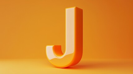 Letter J font orange frame uppercase for children toy learning on solid background