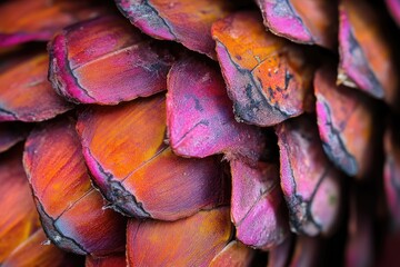 Wall Mural - Close-up of a Pine Cone's Scales with Vivid Colors