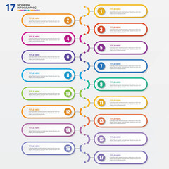 Wall Mural - Modern infographic template with 17 steps, process or options, process chart, Used for process diagram, presentations.