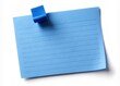 © Caitlin - Bright blue note secured with sticky tape on a clean white background. Ideal for jotting down reminders, messages,