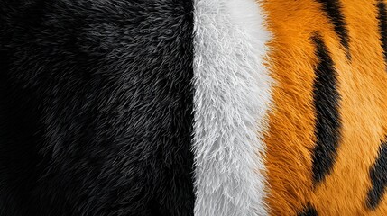 a detailed picture of a tiger's fur featuring black and white stripes along its side