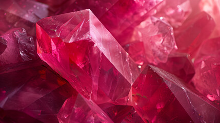 macrophotography of the iridescent red-pink texture of the natural ruby stone