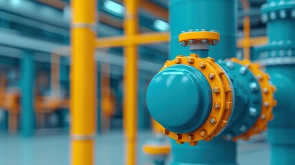 Colorful Industrial Pipe with Valve in Factory Setting