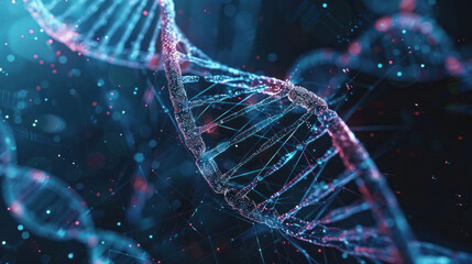 Aufkleber - vibrant representation of DNA strands, showcasing intricate details and glowing elements. image captures essence of genetic structure and molecular biology, evoking sense of wonder and discovery