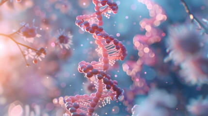 Aufkleber - vibrant representation of DNA double helix surrounded by dreamy, colorful background, evoking sense of wonder and exploration in field of genetics