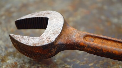 Poster - Close-up of a Rusty Wrench with Blurred Background