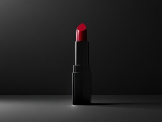 Beautiful Red lipstick isolated on a matte background. Makeup product.