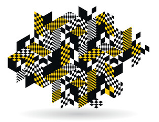 Canvas Print - abstract vector art with 3d isometric cubes geometric background, op art blocks with different forms