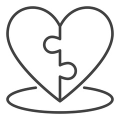 Poster - Jigsaw Puzzle Heart vector linear icon or symbol