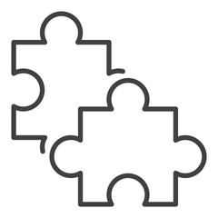 Poster - Pair of Jigsaw Puzzle Pieces vector linear icon or symbol