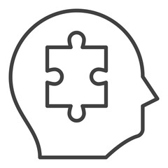 Poster - Puzzle inside Human Head vector Jigsaw Puzzles thin line icon or symbol