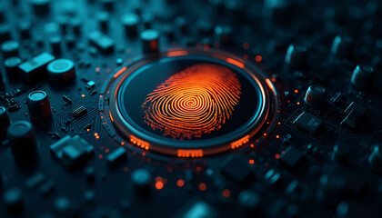 A close up of a fingerprint on a circuit board
